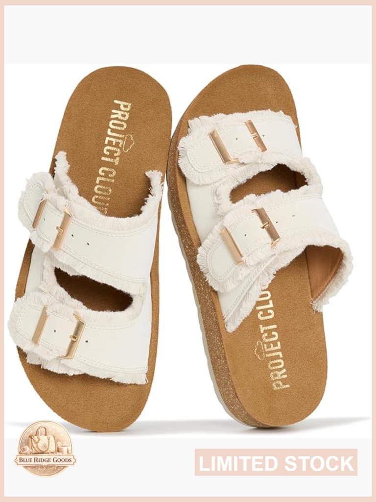 Platform Slide Sandals Lightweight Plush Insole Adjustable Buckle Casual Summer